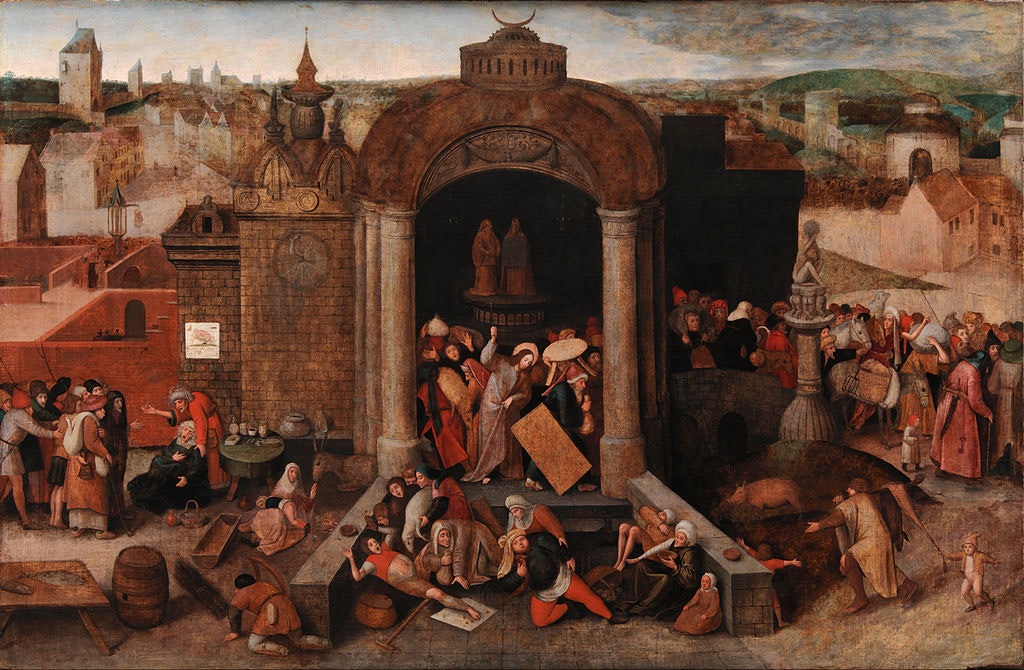Pieter Bruegel, o Velho - Cristo expulsando os comerciantes do templo - 1557
